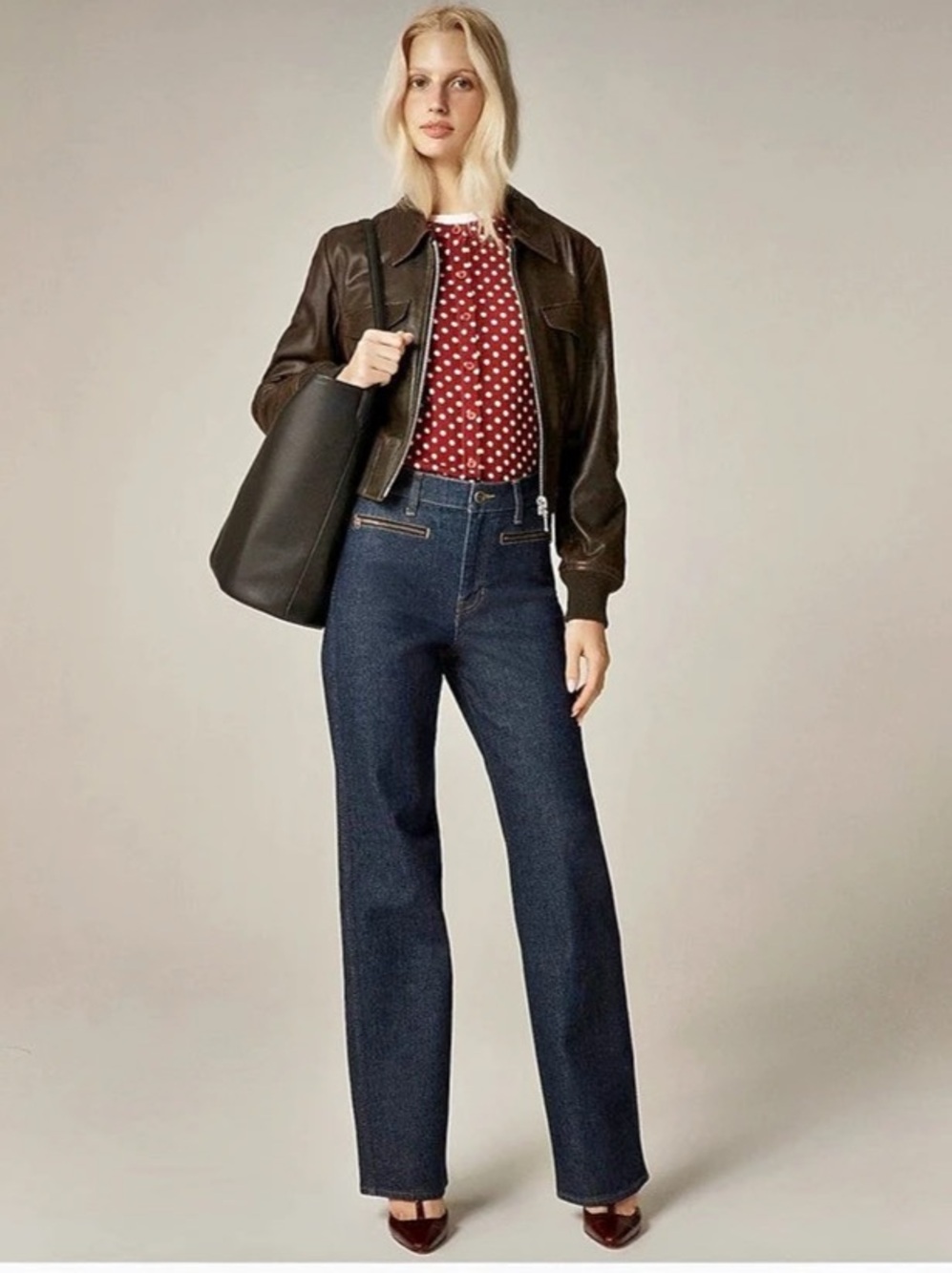 J.Crew Full-length Slim-Wide Jean High Rise Dark Wash with Zipper Detail Waist 2